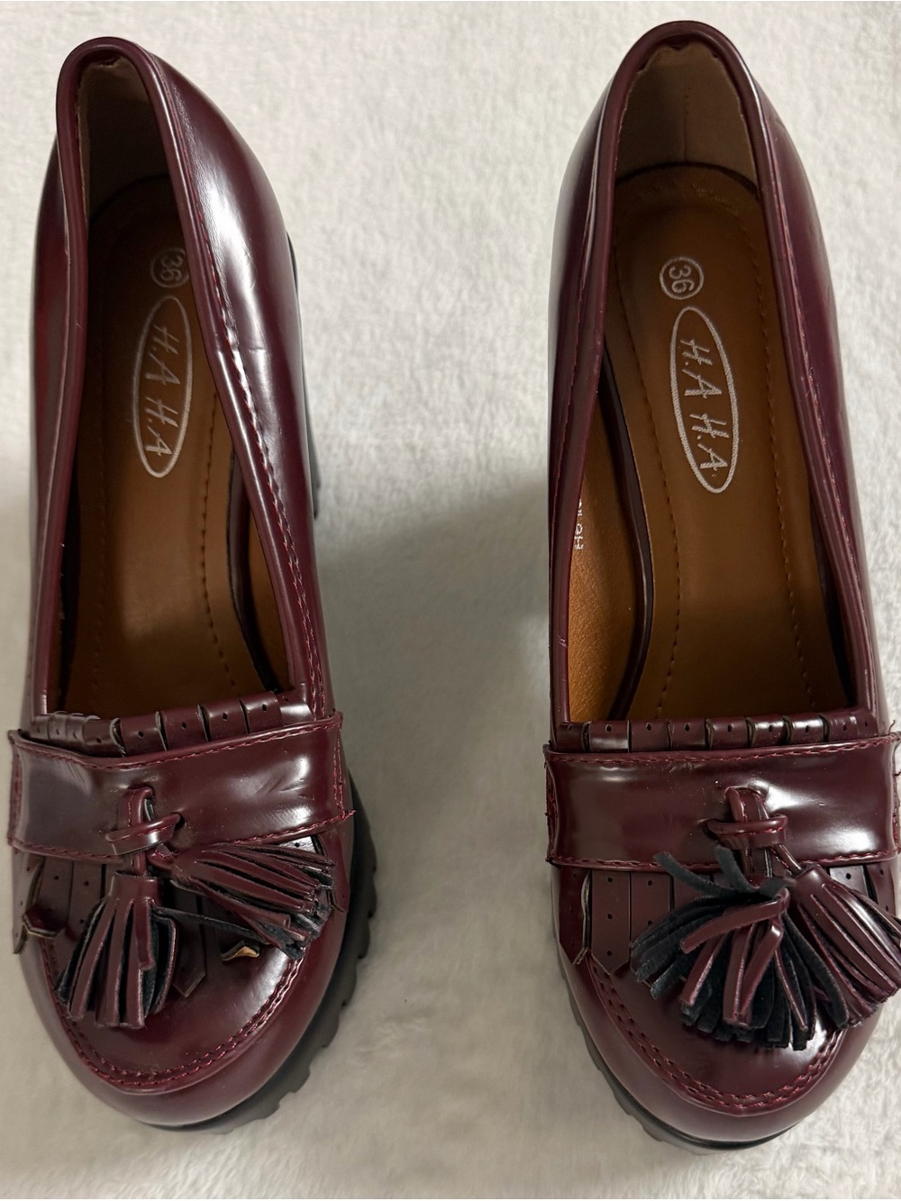 Womens Burgundy Tassel Loafers